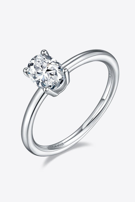 Exquisite 1 Carat Lab-Diamond Sterling Silver Ring with Platinum-Plating