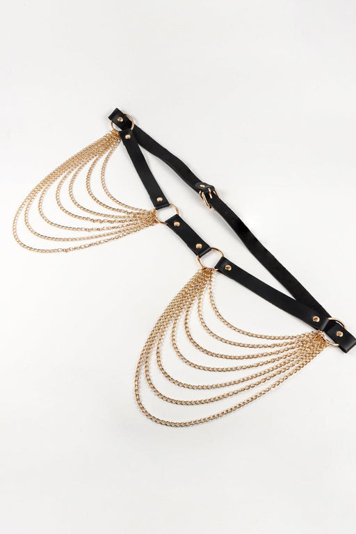 Elegant Chain-Embellished PU Waist Belt