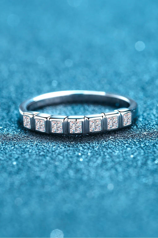 Elegant Lab-Diamond Rhodium-Plated Half-Eternity Ring in Sterling Silver