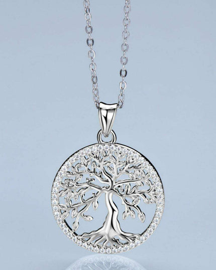 Radiant Moissanite Tree Necklace in Sterling Silver: Adjustable Elegance for Every Occasion