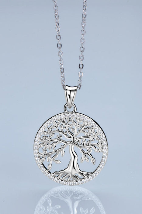 Elegant Sterling Silver Moissanite Tree Pendant Necklace - Adjustable Chain Included