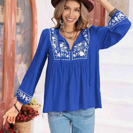 Whimsical Floral Chiffon Blouse with Elegant Balloon Sleeves