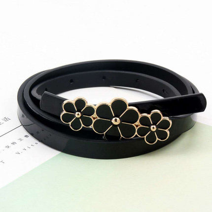 Chic Floral Accent Faux Leather Waist Belt