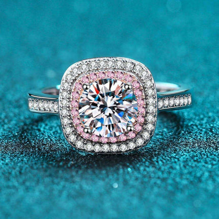 Radiant Moissanite and Zircon Silver Ring - A Touch of Timeless Elegance