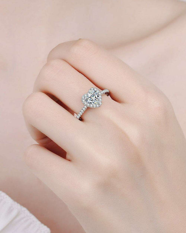 Heartfelt Elegance: Lab-Diamond Heart Ring with Zircon Highlights