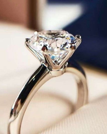 Timeless Radiance: 3 Carat Moissanite Sterling Silver Ring with Platinum Plating