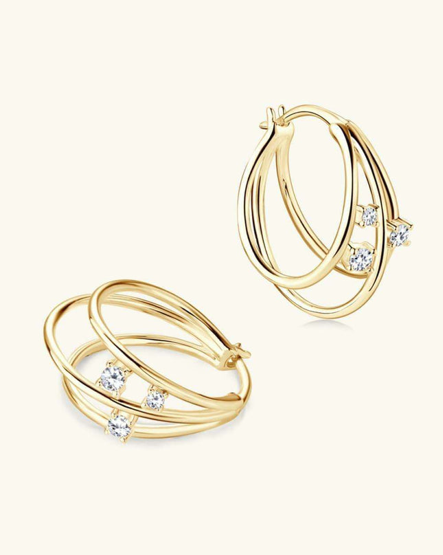 Lavish Moissanite Teardrop Earrings with Lab-Diamond Accents in White Gold and Yellow Gold Plating