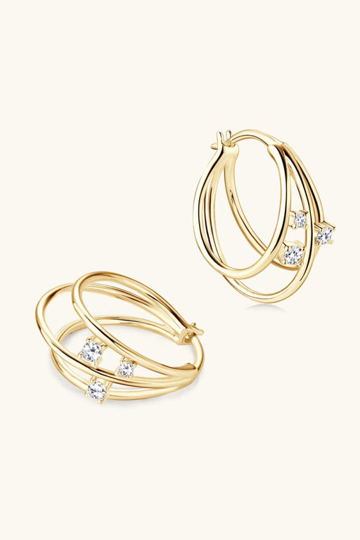 Luxurious Layered Moissanite Earrings with Lab-Diamonds in Platinum and 18K Gold Accents