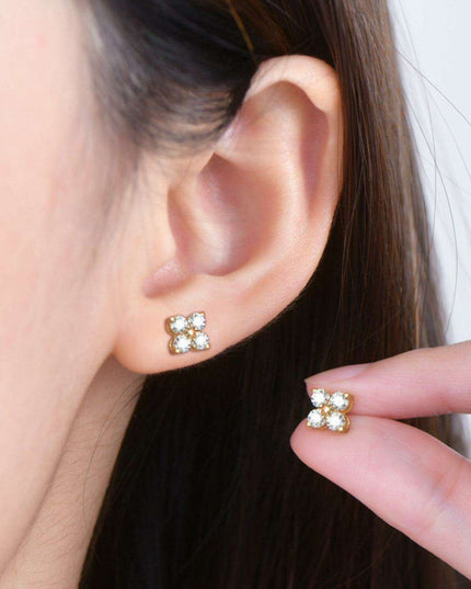 Elegant Moissanite Clover Earrings in Sterling Silver