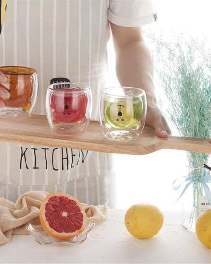 Charming Bear-Shaped Insulated Glass Coffee Cup - A Fun Morning Companion