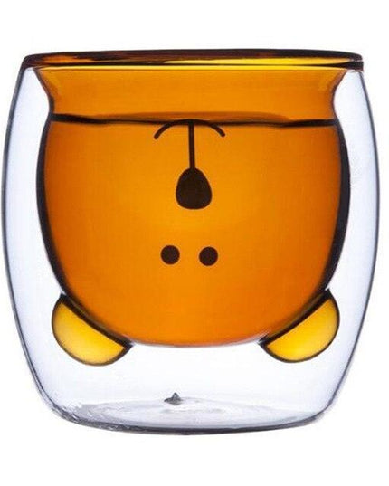Charming Bear-Shaped Insulated Glass Coffee Cup - A Fun Morning Companion