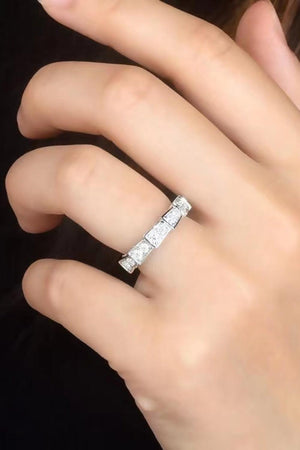 Shiny 3 Carat Moissanite Platinum-Plated Ring-Trendsi-Silver-5-Très Elite