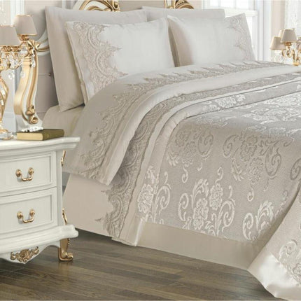 Luxurious 6-Piece Turkish Chenille Jacquard Bedding Ensemble for Ultimate Comfort and Elegance