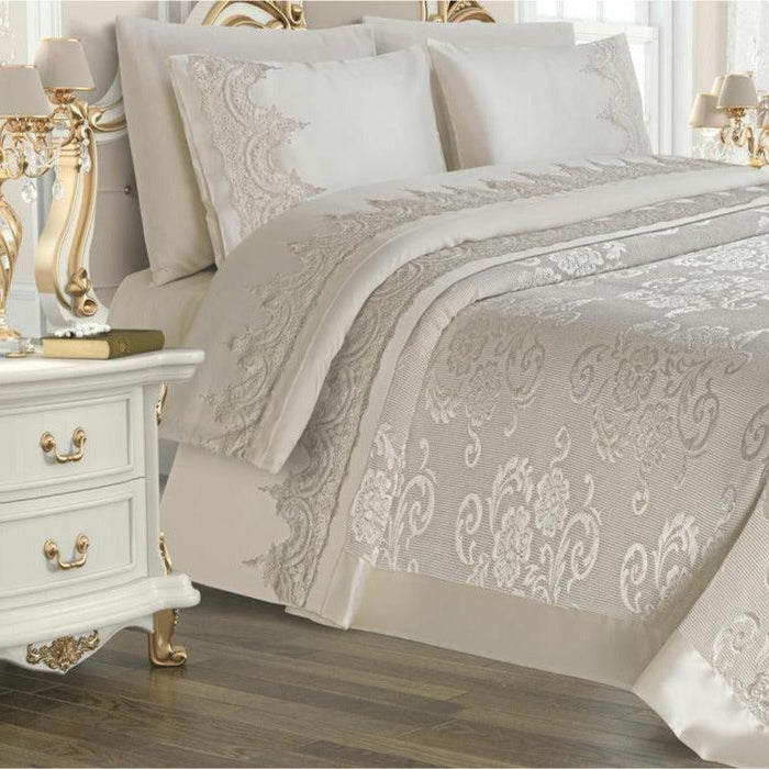 Turkish Chenille Jacquard Bedding Set with 6 Luxurious Pieces