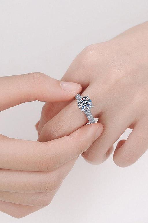 Elegant Minimalist Lab-Diamond Sterling Silver Ring with Zircon Accents