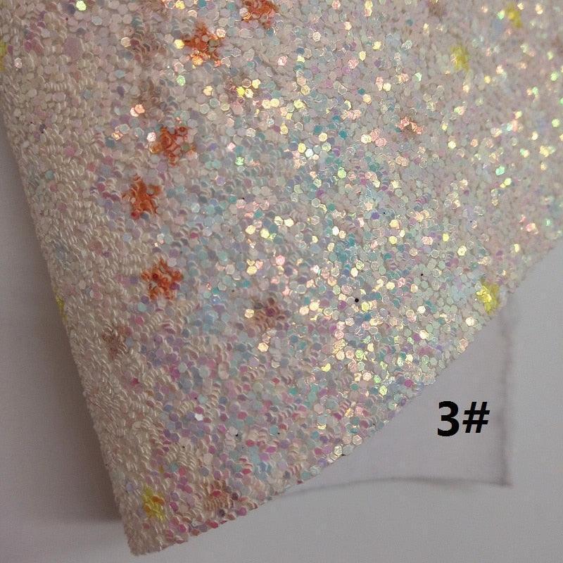 BEIGE Glitter Craft Fabric Collection with Faux and Synthetic Leather Sheets