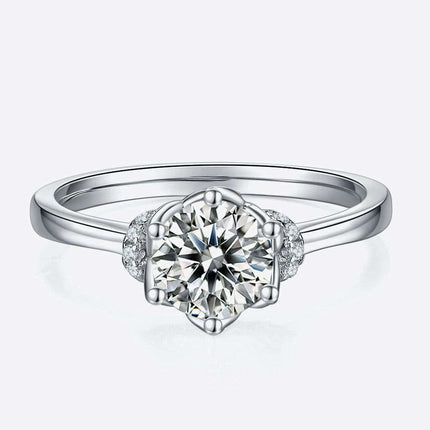 Platinum-Plated Sterling Silver Lab Diamond Ring Set with Lab-Grown Diamond Glow - Luxe Collection