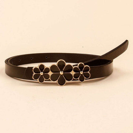 Chic Floral Accent Faux Leather Waist Belt