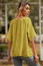 Square Neck Pleated Tunic Top with Raglan Sleeves for Women