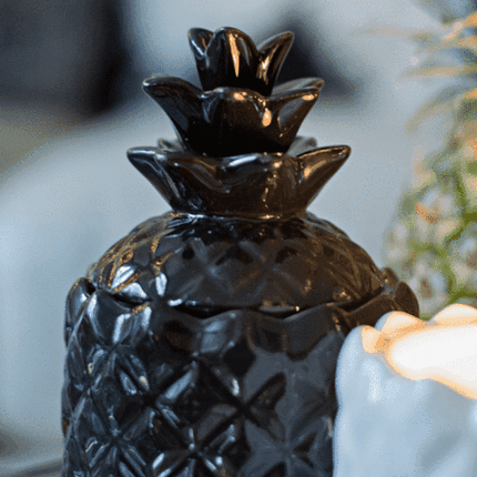 Elegant Serenity Green Lotus & Lily Candle with Black Pineapple Accent - Refined Home Fragrance