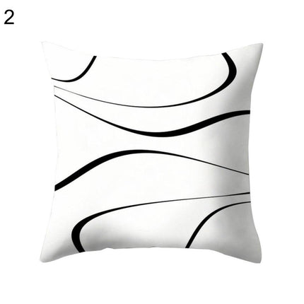Chic Black and White Geometric Square Pillow Cover for Contemporary Spaces