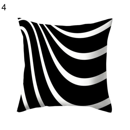 Chic Black and White Geometric Square Pillow Cover for Contemporary Spaces