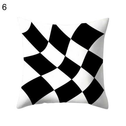 Chic Black and White Geometric Square Pillow Cover for Contemporary Spaces