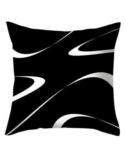 Chic Black and White Geometric Square Pillow Cover for Contemporary Spaces