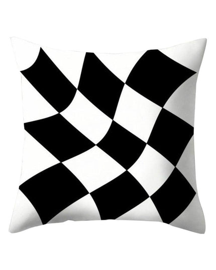 Chic Black and White Geometric Square Pillow Cover for Contemporary Spaces