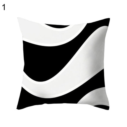 Chic Black and White Geometric Square Pillow Cover for Contemporary Spaces