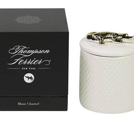 Ivory Crocodile Candle in Ceramic Vessel with Charnel Aroma - Elegant Home Fragrance Delight