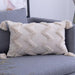 Stylish Beige Tassel-Embellished Boho Linen Blend Cushion