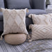 Stylish Beige Tassel-Embellished Boho Linen Blend Cushion