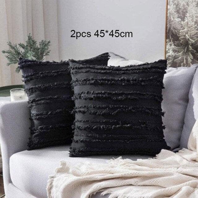 Moroccan Boho Chic Cushion Cover with Stylish Tassels - Elegant Home Decor Accent