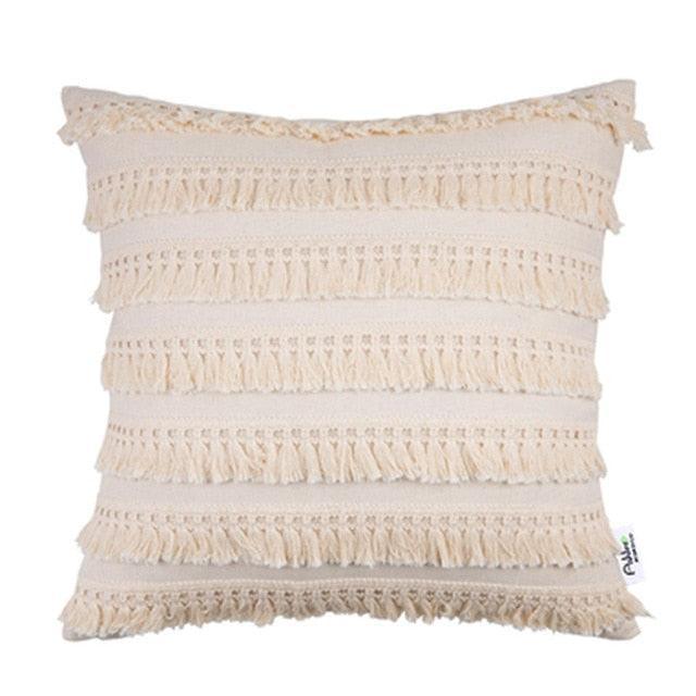 Moroccan Style Boho Cushion Cover with Plush Tassels - Circle Design