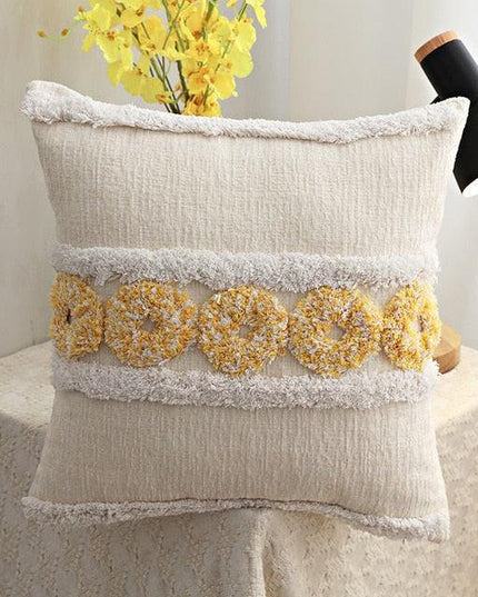 Moroccan Boho Chic Cushion Cover with Stylish Tassels - Elegant Home Decor Accent