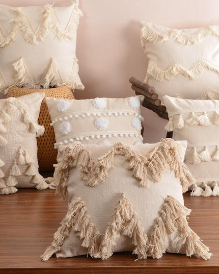 Bohemian Elegance Tassel Decorative Pillow Cover