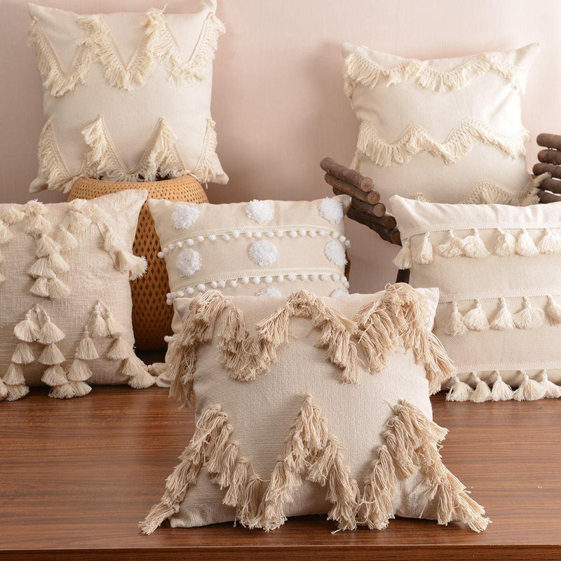 Bohemian Elegance Tassel Decorative Pillow Cover