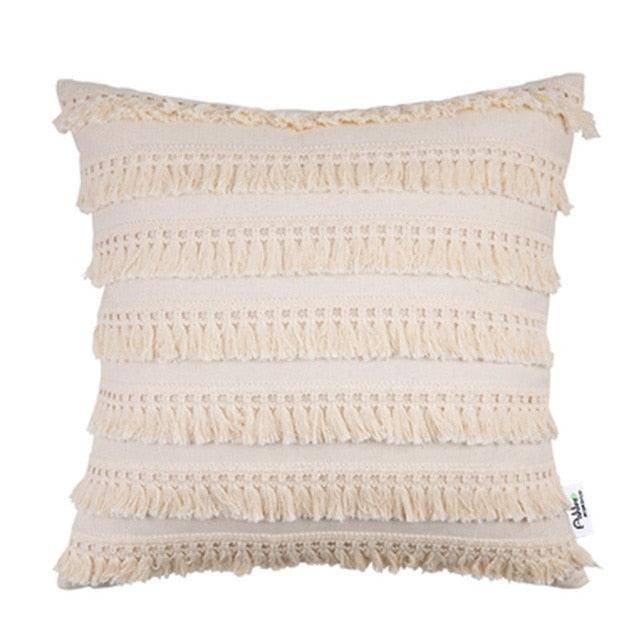 Moroccan Boho Chic Cushion Cover with Stylish Tassels - Elegant Home Decor Accent