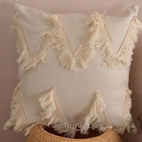Moroccan Boho Chic Cushion Cover with Stylish Tassels - Elegant Home Decor Accent