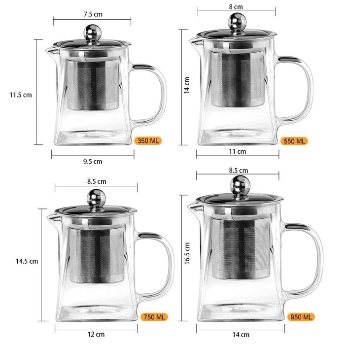 Modern Square Glass Teapot Set - Enhance Your Tea Brewing Experience