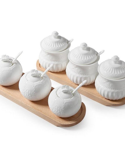 Butterfly Charm Ceramic Spice Jar Collection with Spoon and Lid - Stylish Kitchen Accessory for Fresh Flavor