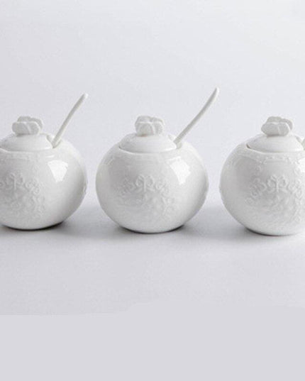 Butterfly Charm Ceramic Spice Jar Collection with Spoon and Lid - Stylish Kitchen Accessory for Fresh Flavor