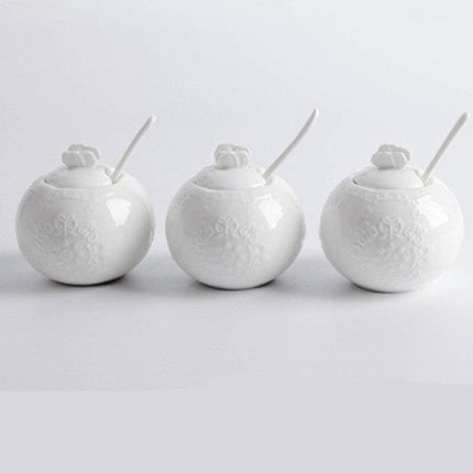 Elegant Butterfly Ceramic Spice Jar Set with Embossed Designs, Measuring Spoons, and Secure Lids for Chic Kitchen Storage