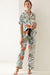 Luxurious Botanical Print Satin Pajama Set with Lapel Collar
