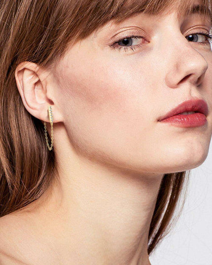 Sophisticated Moissanite-Embellished Sterling Silver Earrings with Luxurious Dual Finish