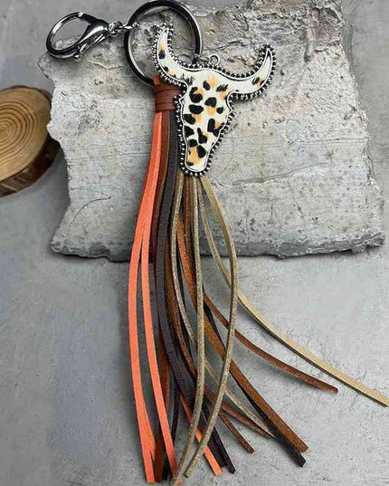 Chic Bull-Shaped Cowhide Keychain for Fashionable Statement