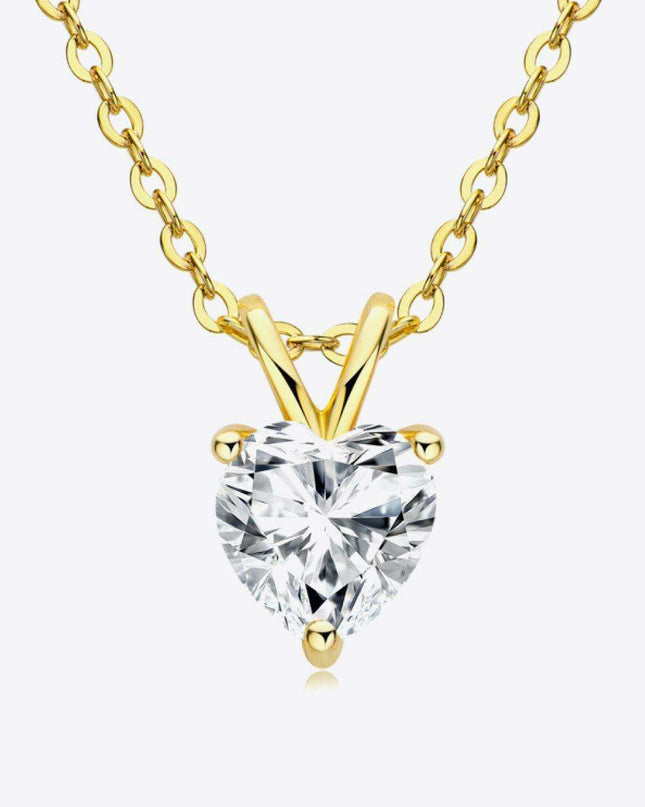 Charming Sterling Silver Lab-Diamond Heart Pendant Necklace