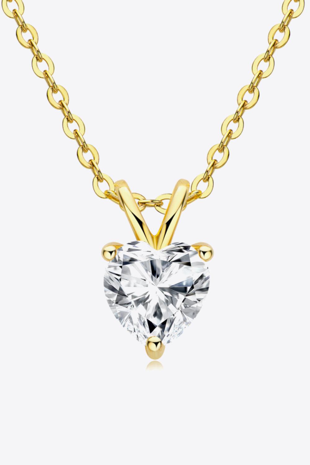 1 Carat Moissanite Heart-Shaped Pendant Necklace-Trendsi-Silver-One Size-Très Elite
