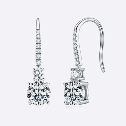 Timeless Elegance: 2 Carat Lab-Diamond Sterling Silver Drop Earrings - A Chic Classic